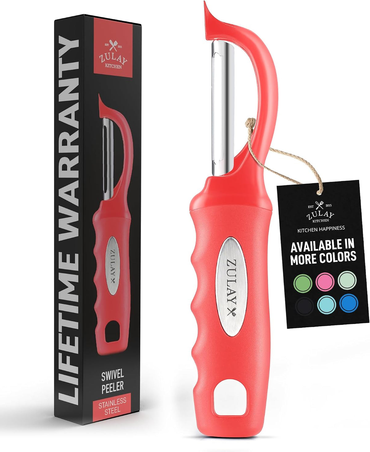 Premium Vegetable Peeler for Kitchen - Swivel Peeler with Razor Sharp Stainless Steel Blades & Strong Ergonomic Handle - Dishwasher Safe, Easy To Use with Blemish Remover - Black