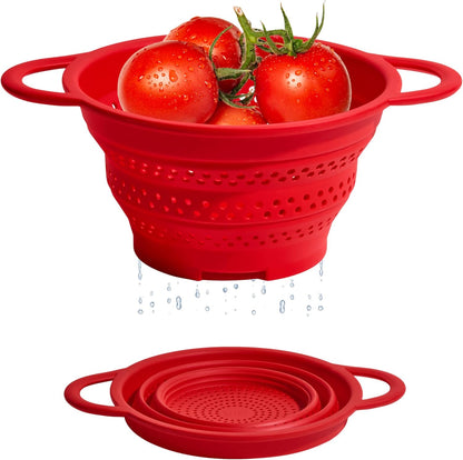 GIR Collapsible Colander for Kitchen, Silicone Strainer and Steamer, BPA-Free, Heat-Resistant, Space-Saving Collapsible Strainer with Stainless Steel Rim, Dishwasher Safe - Slate