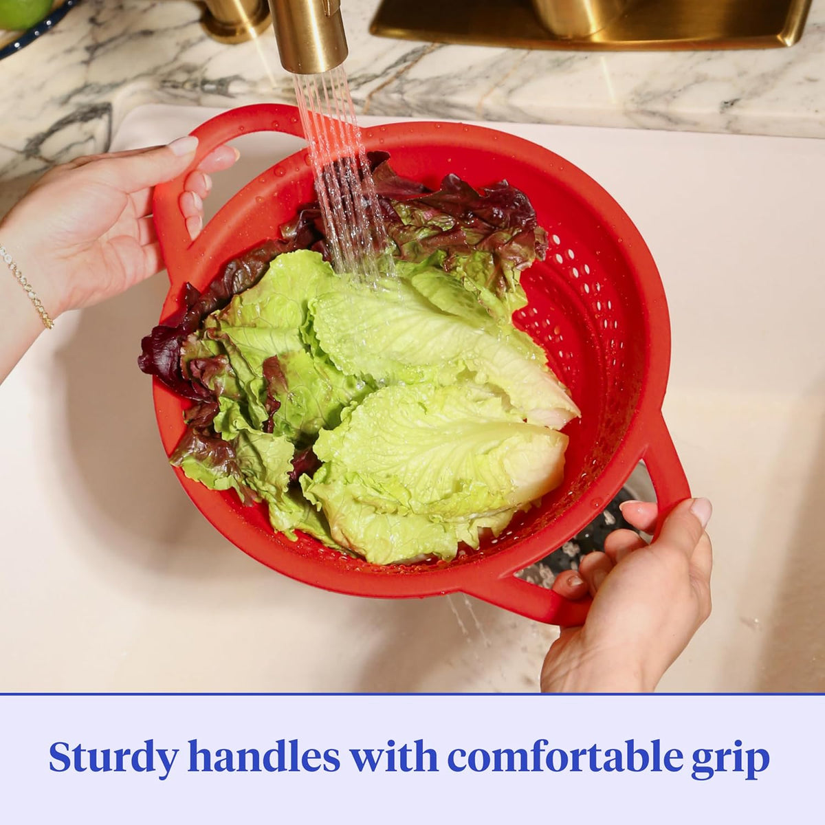 GIR Collapsible Colander for Kitchen, Silicone Strainer and Steamer, BPA-Free, Heat-Resistant, Space-Saving Collapsible Strainer with Stainless Steel Rim, Dishwasher Safe - Slate
