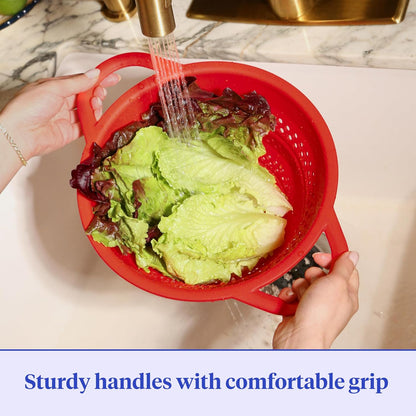 GIR Collapsible Colander for Kitchen, Silicone Strainer and Steamer, BPA-Free, Heat-Resistant, Space-Saving Collapsible Strainer with Stainless Steel Rim, Dishwasher Safe - Slate