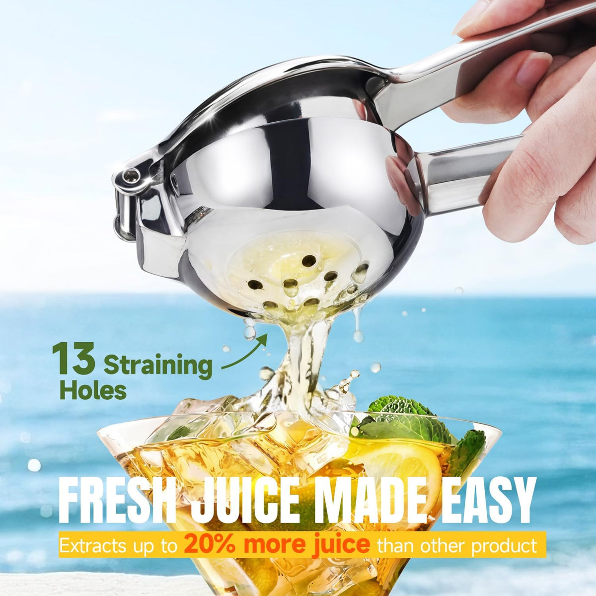 Heavy Duty Stainless Steel Lemon Squeezer, Easy Squeeze Hand Juicer