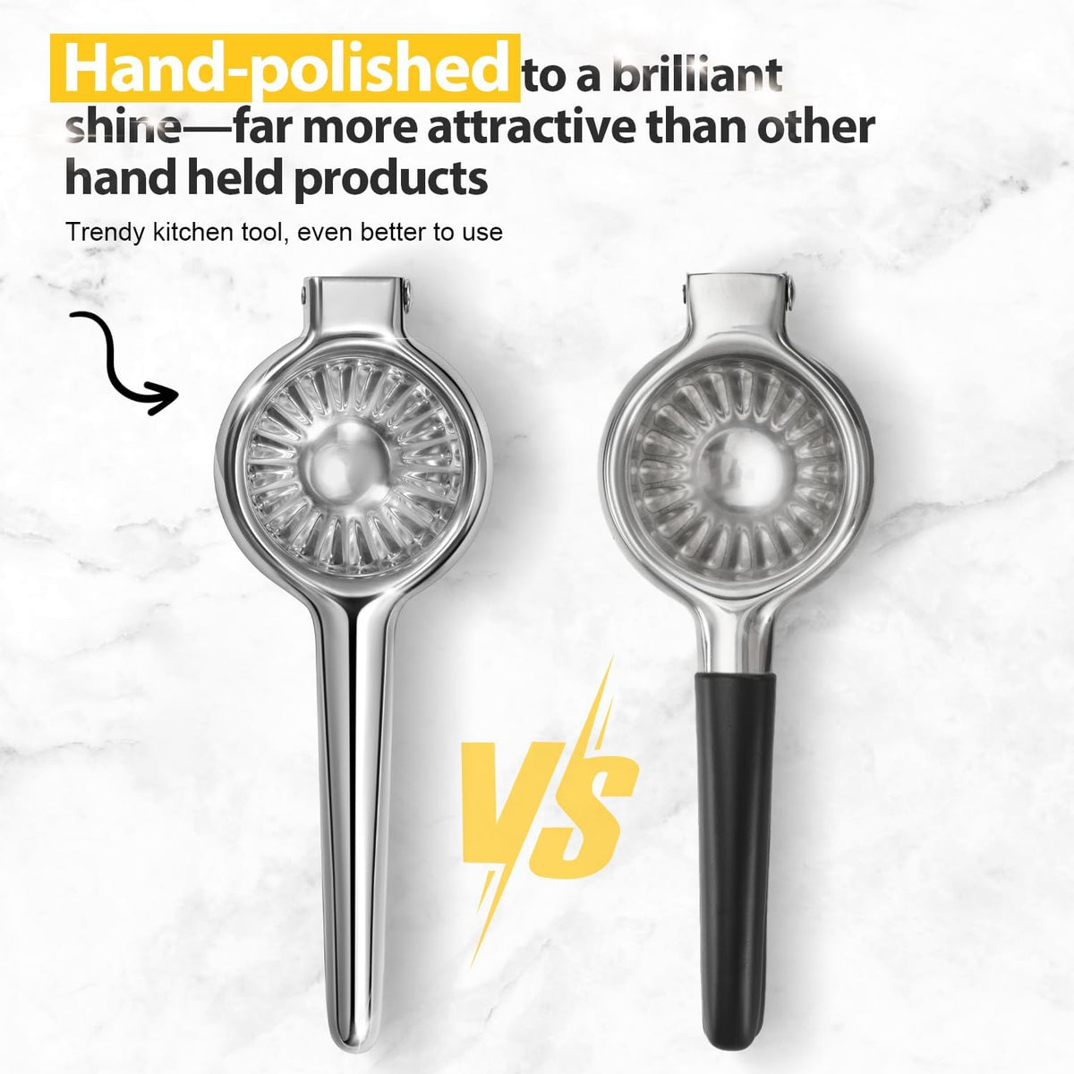 Heavy Duty Stainless Steel Lemon Squeezer, Easy Squeeze Hand Juicer