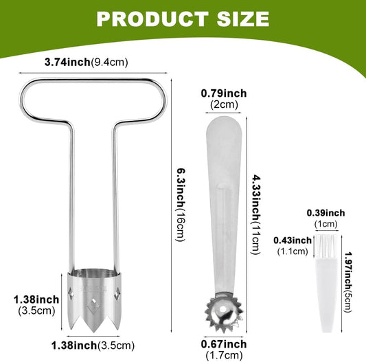 Bell Pepper Corer, Pepper Core Remover Tool, Stainless Steel Apples Core Remover Tool, Multifunctional Kitchen Gadget for Removing Fruit & Vegetable Cores(SIZE:3 Pcs)