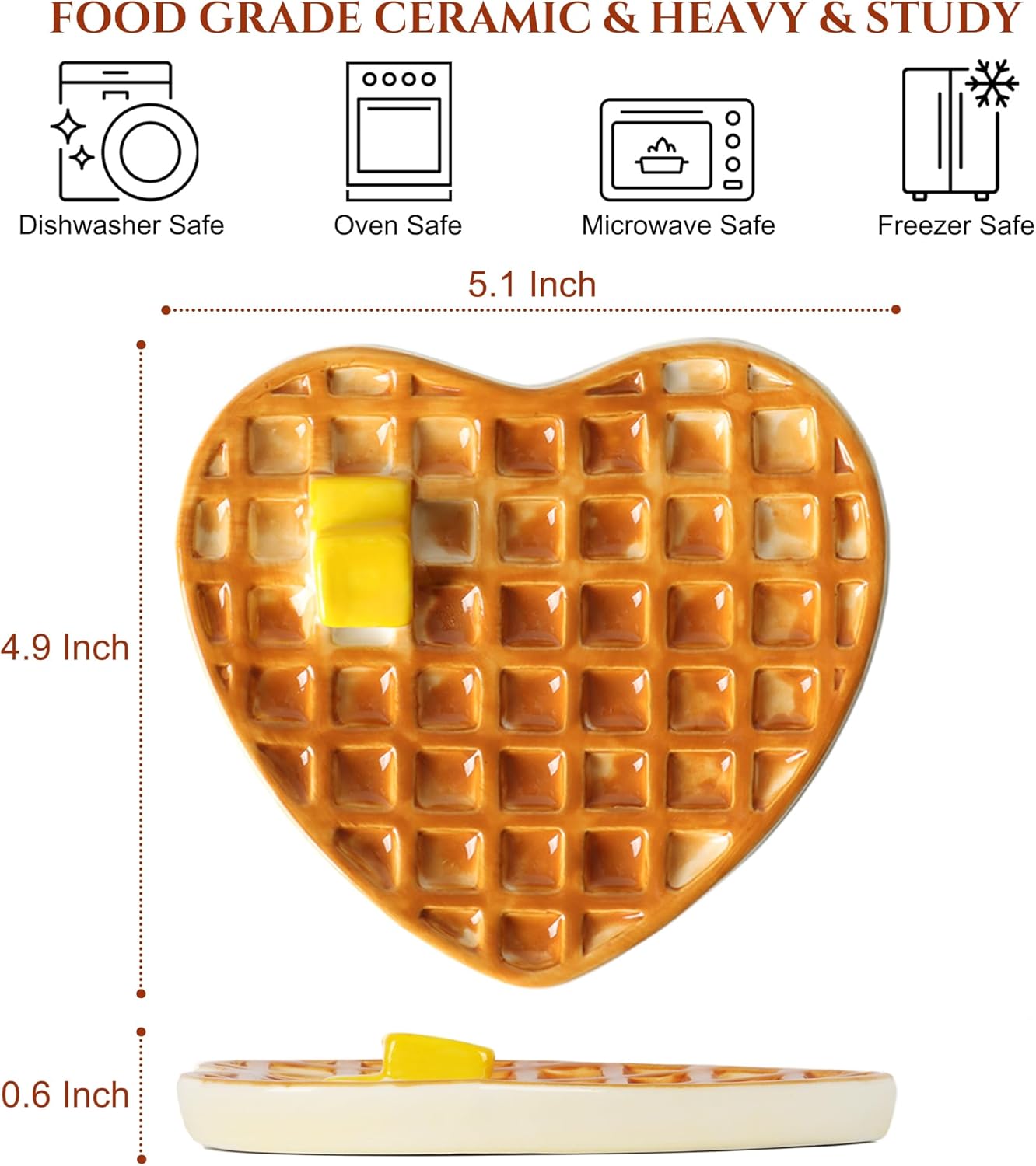 Waffle Spoon Rest for Stove Top Cute Spoon Holder for Kitchen Counter | Ceramic Cute Spoon Rest, Coffee Spoon Rest for Coffee Bar, Kitchen Whimsical Decor, Cute Kitchen Decor and Accessories Yellow