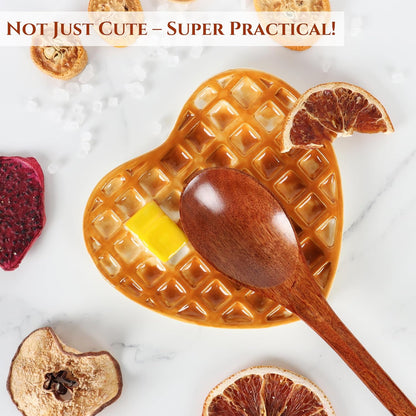 Waffle Spoon Rest for Stove Top Cute Spoon Holder for Kitchen Counter | Ceramic Cute Spoon Rest, Coffee Spoon Rest for Coffee Bar, Kitchen Whimsical Decor, Cute Kitchen Decor and Accessories Yellow