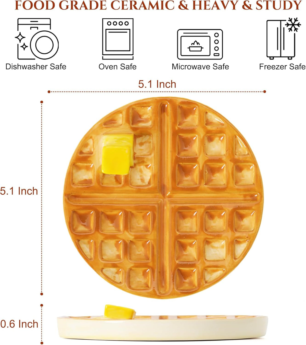 Waffle Spoon Rest for Stove Top Cute Spoon Holder for Kitchen Counter | Ceramic Cute Spoon Rest, Coffee Spoon Rest for Coffee Bar, Kitchen Whimsical Decor, Cute Kitchen Decor and Accessories Yellow