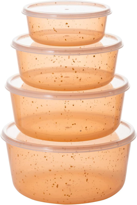 4Pcs stackable Plastic Bowls with Lids Set for Kitchen, Safe BPA Free Non Toxic Serving Bowl Bowls small