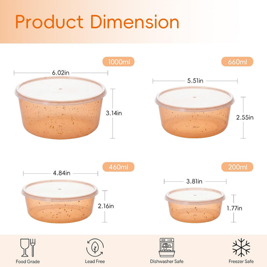 4Pcs stackable Plastic Bowls with Lids Set for Kitchen, Safe BPA Free Non Toxic Serving Bowl Bowls small