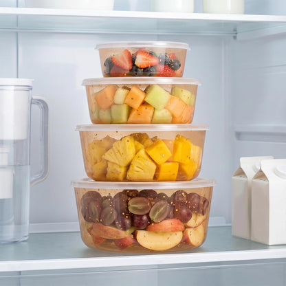 4Pcs stackable Plastic Bowls with Lids Set for Kitchen, Safe BPA Free Non Toxic Serving Bowl Bowls small
