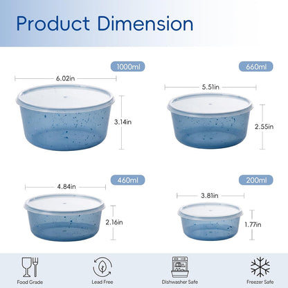 4Pcs stackable Plastic Bowls with Lids Set for Kitchen, Safe BPA Free Non Toxic Serving Bowl Bowls small