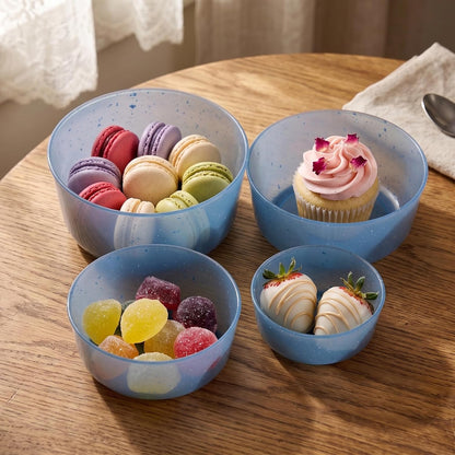4Pcs stackable Plastic Bowls with Lids Set for Kitchen, Safe BPA Free Non Toxic Serving Bowl Bowls small