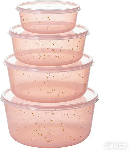 4Pcs stackable Plastic Bowls with Lids Set for Kitchen, Safe BPA Free Non Toxic Serving Bowl Bowls small