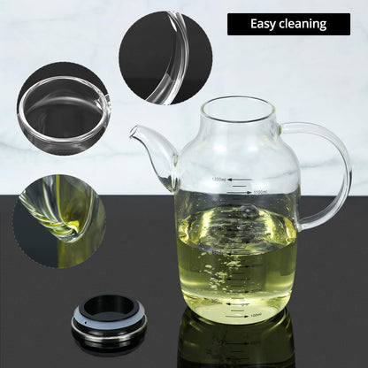 1200ML/40Oz Large Glass Cooking Oil Bottle with Stainless Steel Lid, Oil & Vinegar Dispenser Bottle for Olive Oil, Vinegar, Soy Sauce, Kitchen No Drip Liquid Container
