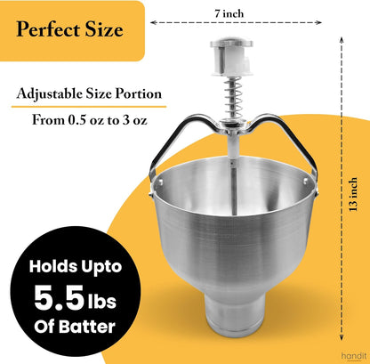 Pancake Batter Dispenser w/Stand | Commercial Restaurant Grade I 8-size settings I Easy Use, Even-Flow, Funnel Cake, Waffles, Batter I