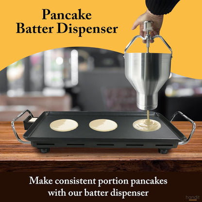 Pancake Batter Dispenser w/Stand | Commercial Restaurant Grade I 8-size settings I Easy Use, Even-Flow, Funnel Cake, Waffles, Batter I