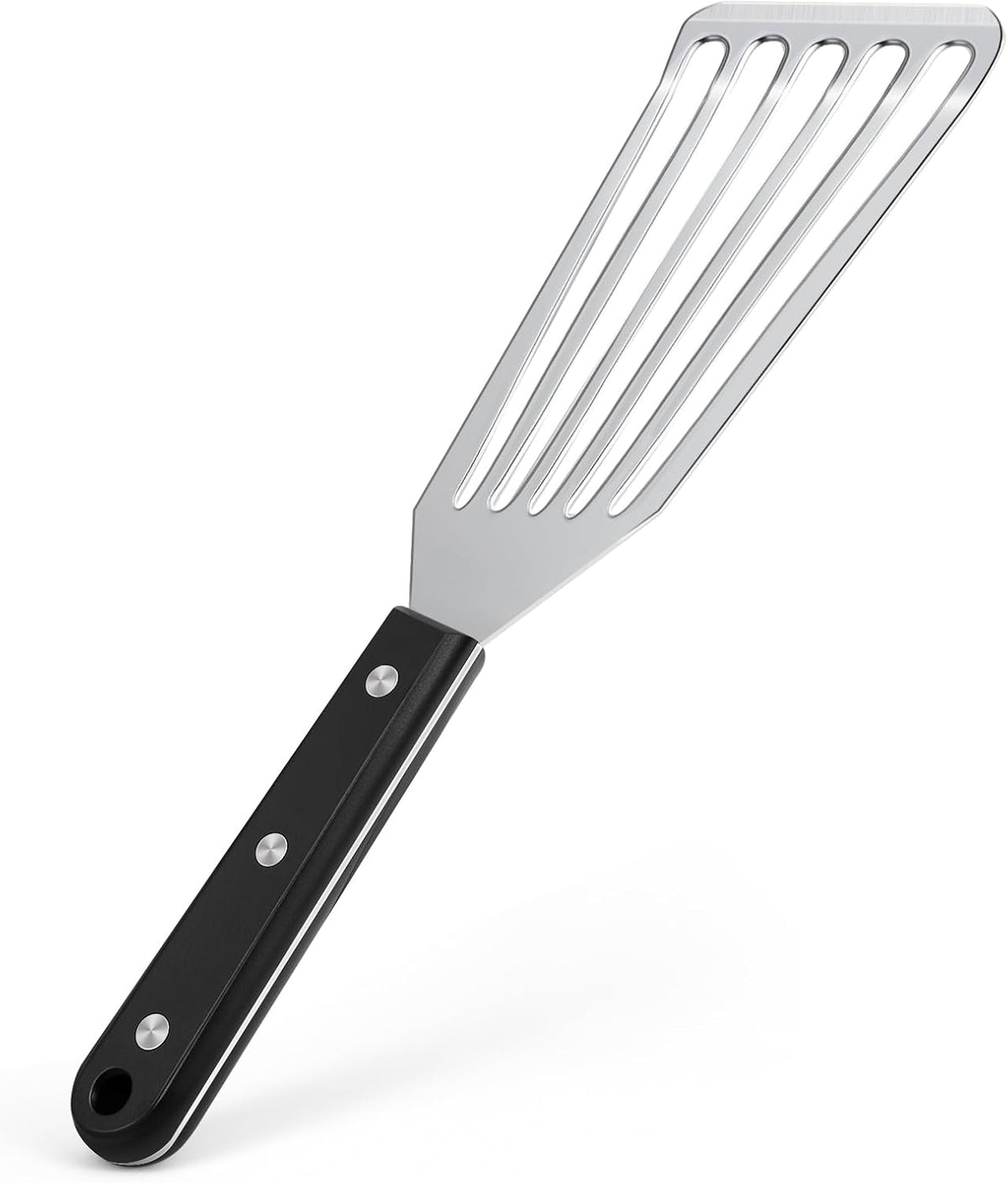 Newness Metal Fish Turner Spatula Stainless Steel for Kitchen Use, Small Griddle Egg Spatula, Flexible, Polished Metal, Corrosion Resistant, Kitchen Slotted Turner with Thin Edge Ideal for Turning,11"