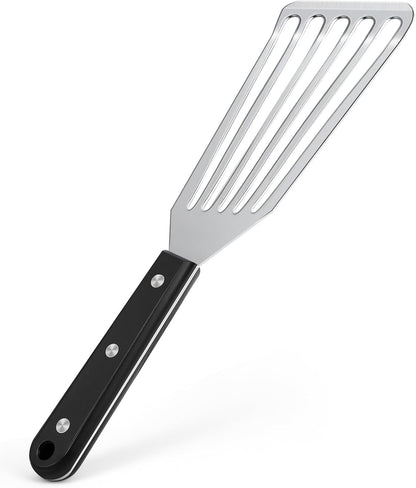 Newness Metal Fish Turner Spatula Stainless Steel for Kitchen Use, Small Griddle Egg Spatula, Flexible, Polished Metal, Corrosion Resistant, Kitchen Slotted Turner with Thin Edge Ideal for Turning,11"