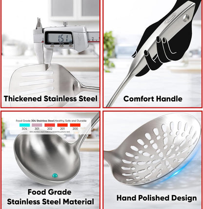 Newness Metal Fish Turner Spatula Stainless Steel for Kitchen Use, Small Griddle Egg Spatula, Flexible, Polished Metal, Corrosion Resistant, Kitchen Slotted Turner with Thin Edge Ideal for Turning,11"