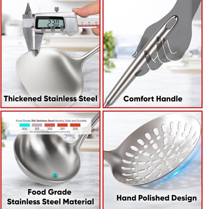 Newness Metal Fish Turner Spatula Stainless Steel for Kitchen Use, Small Griddle Egg Spatula, Flexible, Polished Metal, Corrosion Resistant, Kitchen Slotted Turner with Thin Edge Ideal for Turning,11"