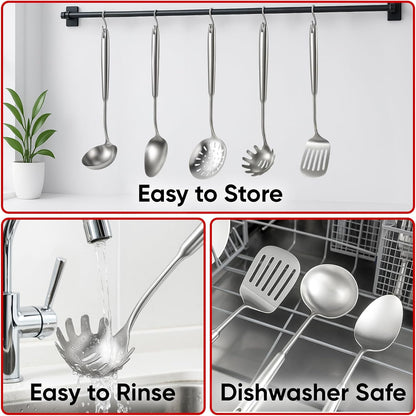 Newness Metal Fish Turner Spatula Stainless Steel for Kitchen Use, Small Griddle Egg Spatula, Flexible, Polished Metal, Corrosion Resistant, Kitchen Slotted Turner with Thin Edge Ideal for Turning,11"