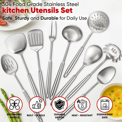 Newness Metal Fish Turner Spatula Stainless Steel for Kitchen Use, Small Griddle Egg Spatula, Flexible, Polished Metal, Corrosion Resistant, Kitchen Slotted Turner with Thin Edge Ideal for Turning,11"
