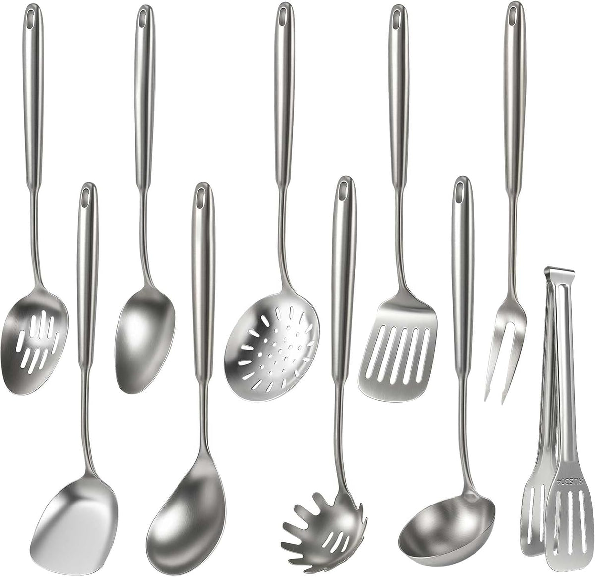 Newness Metal Fish Turner Spatula Stainless Steel for Kitchen Use, Small Griddle Egg Spatula, Flexible, Polished Metal, Corrosion Resistant, Kitchen Slotted Turner with Thin Edge Ideal for Turning,11"