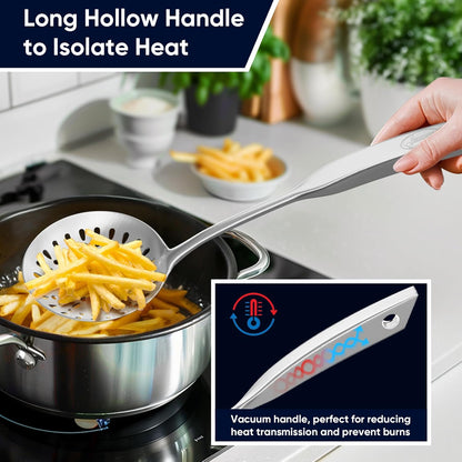 Newness Metal Fish Turner Spatula Stainless Steel for Kitchen Use, Small Griddle Egg Spatula, Flexible, Polished Metal, Corrosion Resistant, Kitchen Slotted Turner with Thin Edge Ideal for Turning,11"