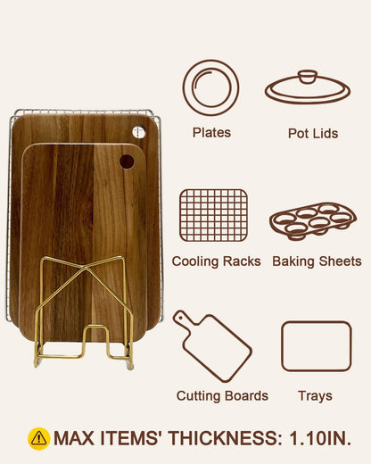 Pot Lid Organizer Cutting Board Holder Inside Cabinet 304 Stainless Steel Pots and Pan Organizer Under Cabinet Pot Cover Cookie Sheet Bakeware Serving Tray Cooling Rack Stand Kitchen Countertop
