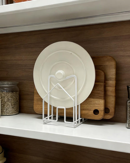 Pot Lid Organizer Cutting Board Holder Inside Cabinet 304 Stainless Steel Pots and Pan Organizer Under Cabinet Pot Cover Cookie Sheet Bakeware Serving Tray Cooling Rack Stand Kitchen Countertop