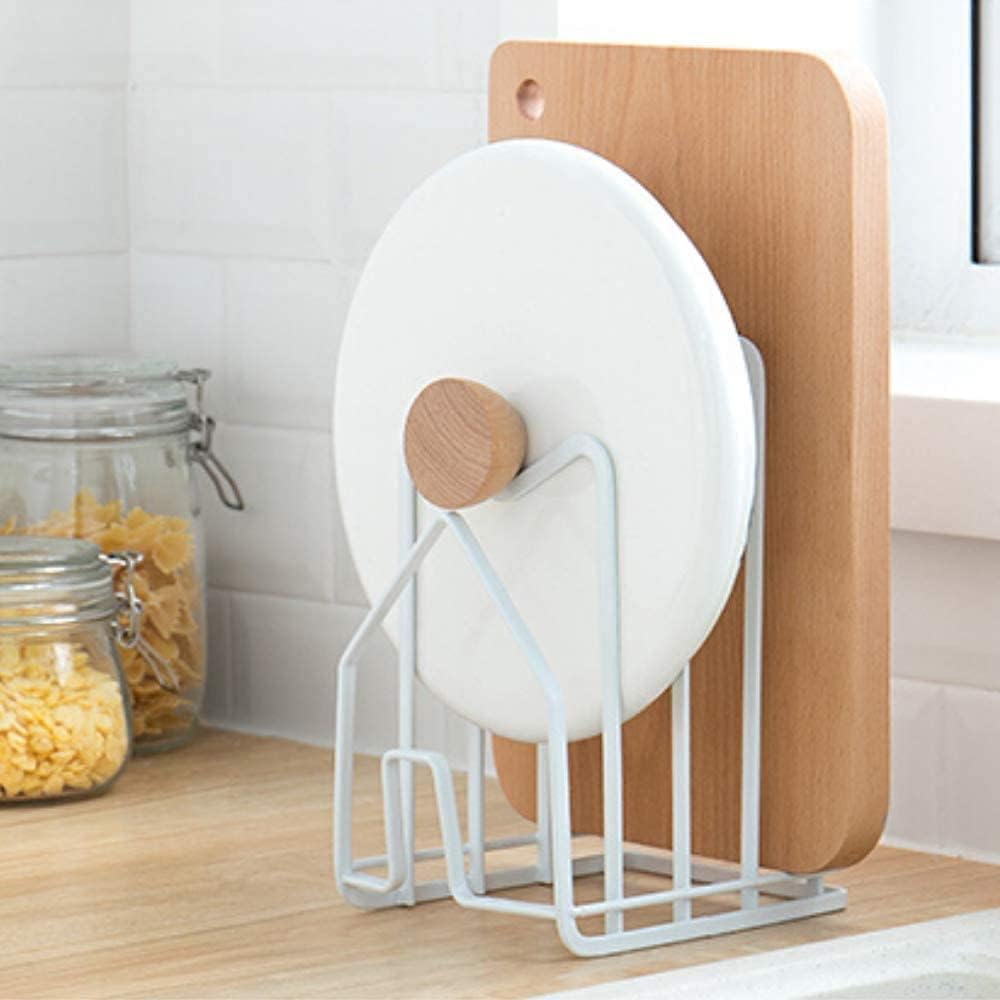 Pot Lid Organizer Cutting Board Holder Inside Cabinet 304 Stainless Steel Pots and Pan Organizer Under Cabinet Pot Cover Cookie Sheet Bakeware Serving Tray Cooling Rack Stand Kitchen Countertop