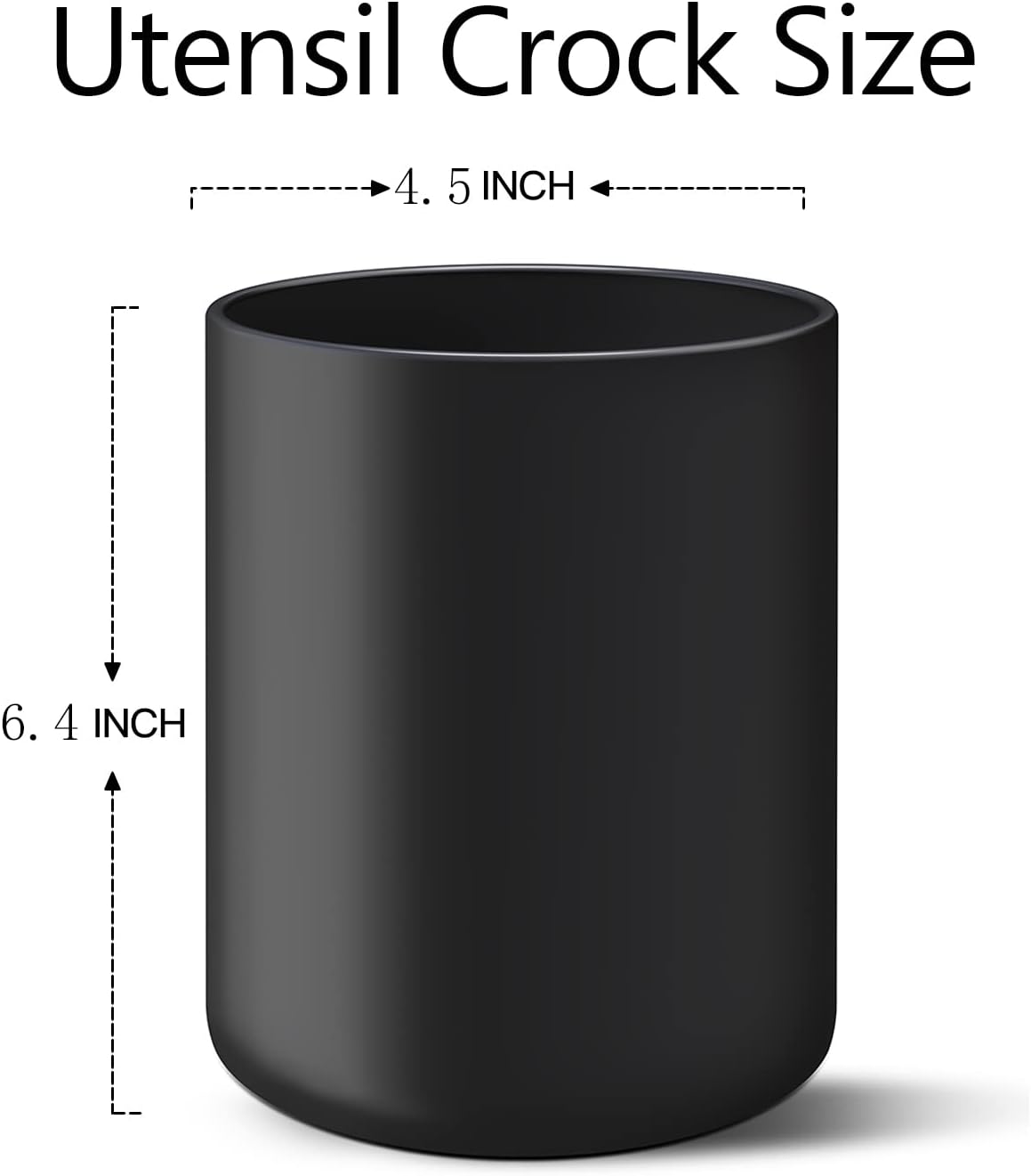 Black Kitchen Utensil Holder for Countertop Easy to Clean, Stable Matte Ceramic Cooking Utensil Crock for kitchen Counter, Spatula Holder for Farmhouse Décor 4.6×6.5 INCH