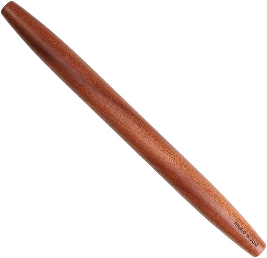 Sapele Wooden French Rolling Pin for Baking, Tapered Roller for Fondant, Pie Crust, Cookie, Pastry (French 15-3/4inch)