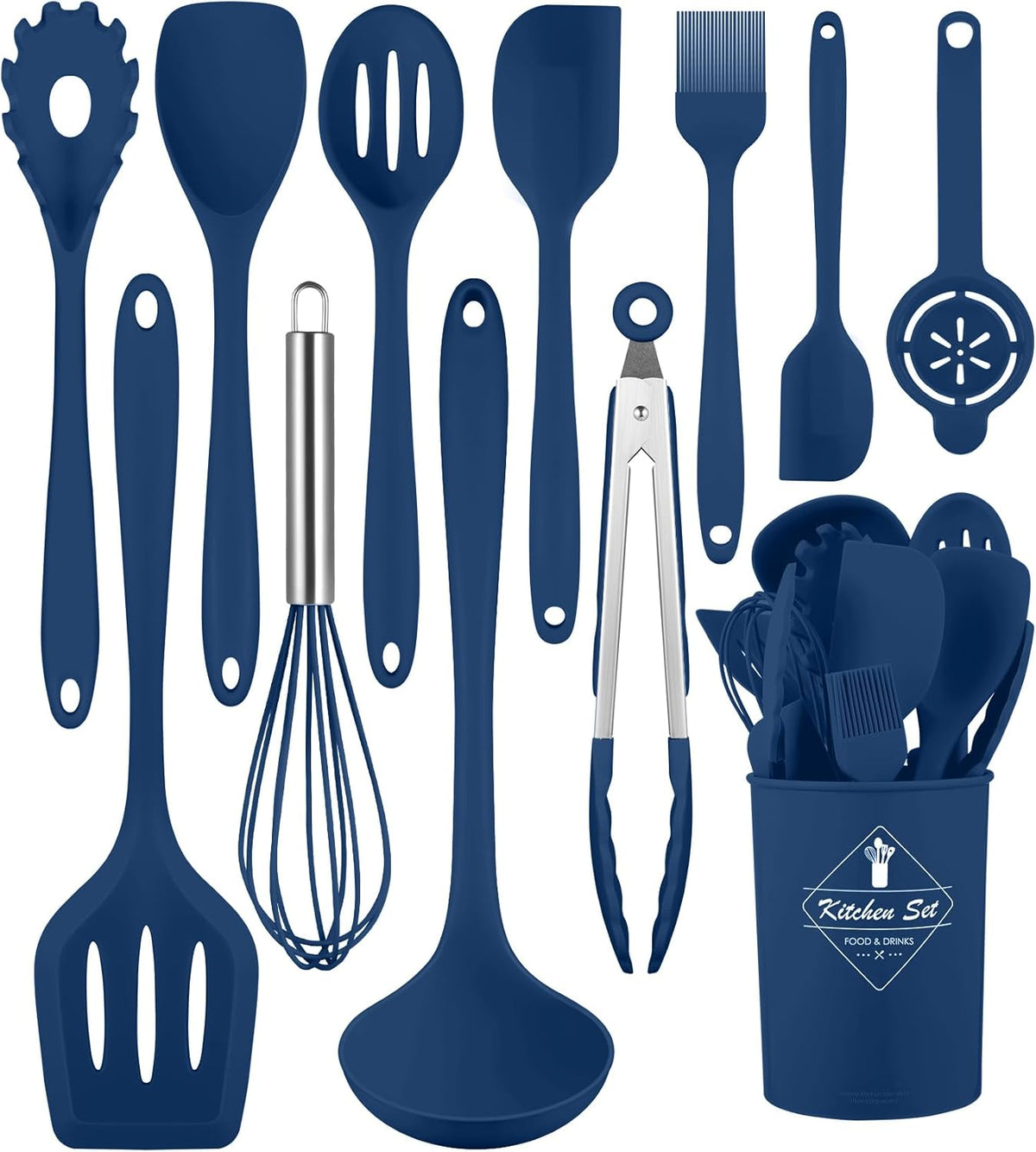 Blue Kitchen Utensils Set-12 Pieces Silicone Cooking Utensils Set
