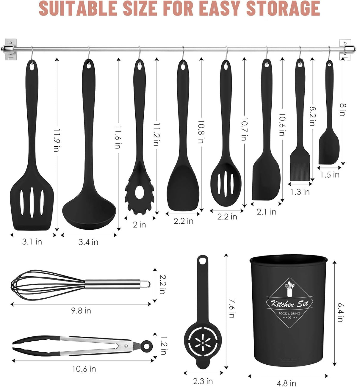 Blue Kitchen Utensils Set-12 Pieces Silicone Cooking Utensils Set