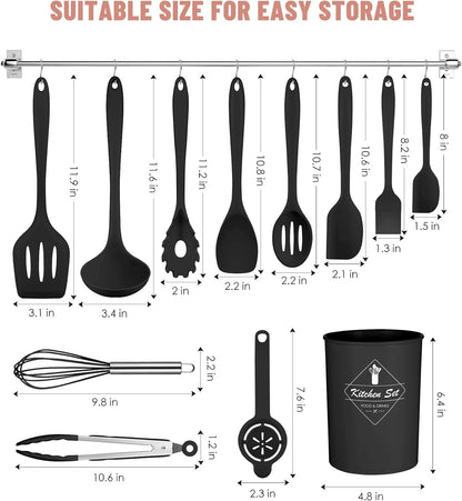 Blue Kitchen Utensils Set-12 Pieces Silicone Cooking Utensils Set