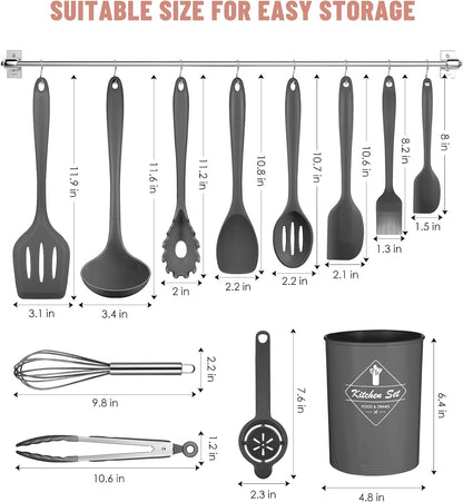 Blue Kitchen Utensils Set-12 Pieces Silicone Cooking Utensils Set