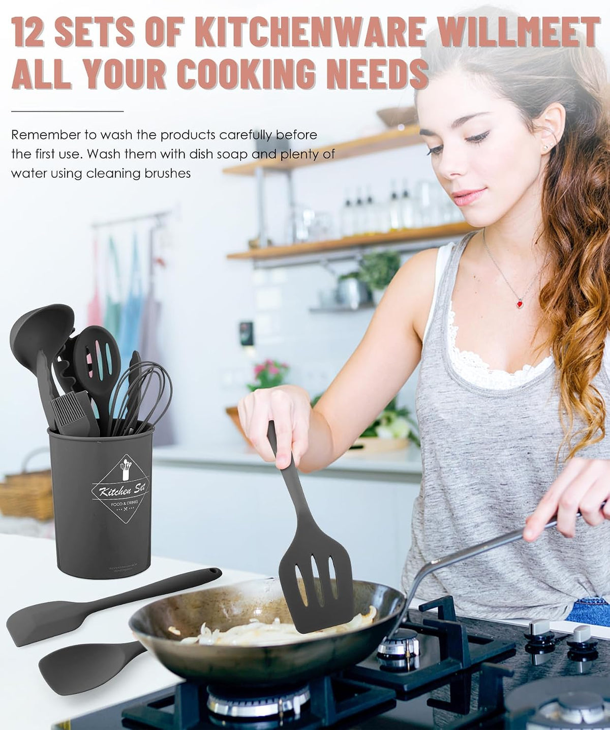 Blue Kitchen Utensils Set-12 Pieces Silicone Cooking Utensils Set