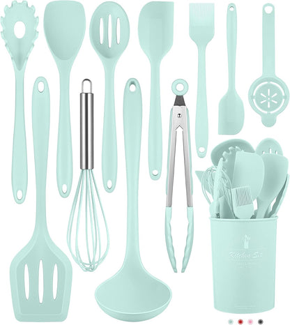 Blue Kitchen Utensils Set-12 Pieces Silicone Cooking Utensils Set