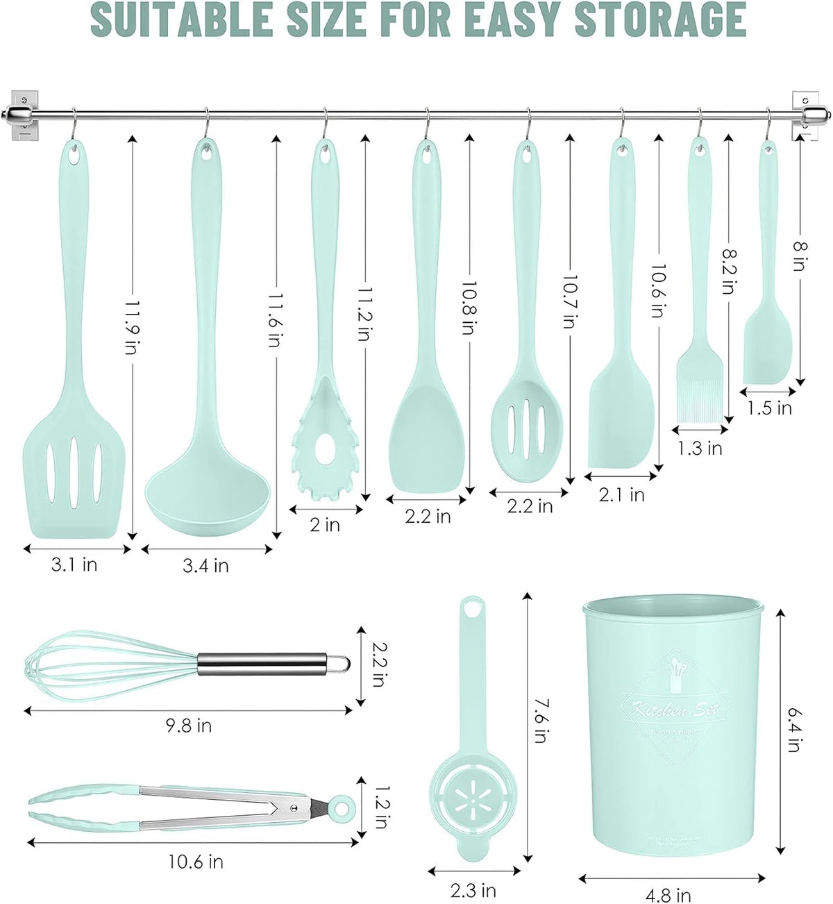 Blue Kitchen Utensils Set-12 Pieces Silicone Cooking Utensils Set