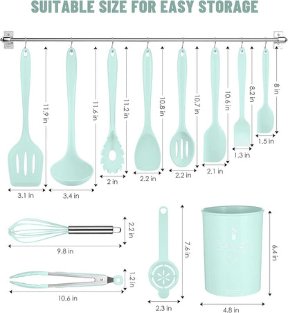 Blue Kitchen Utensils Set-12 Pieces Silicone Cooking Utensils Set