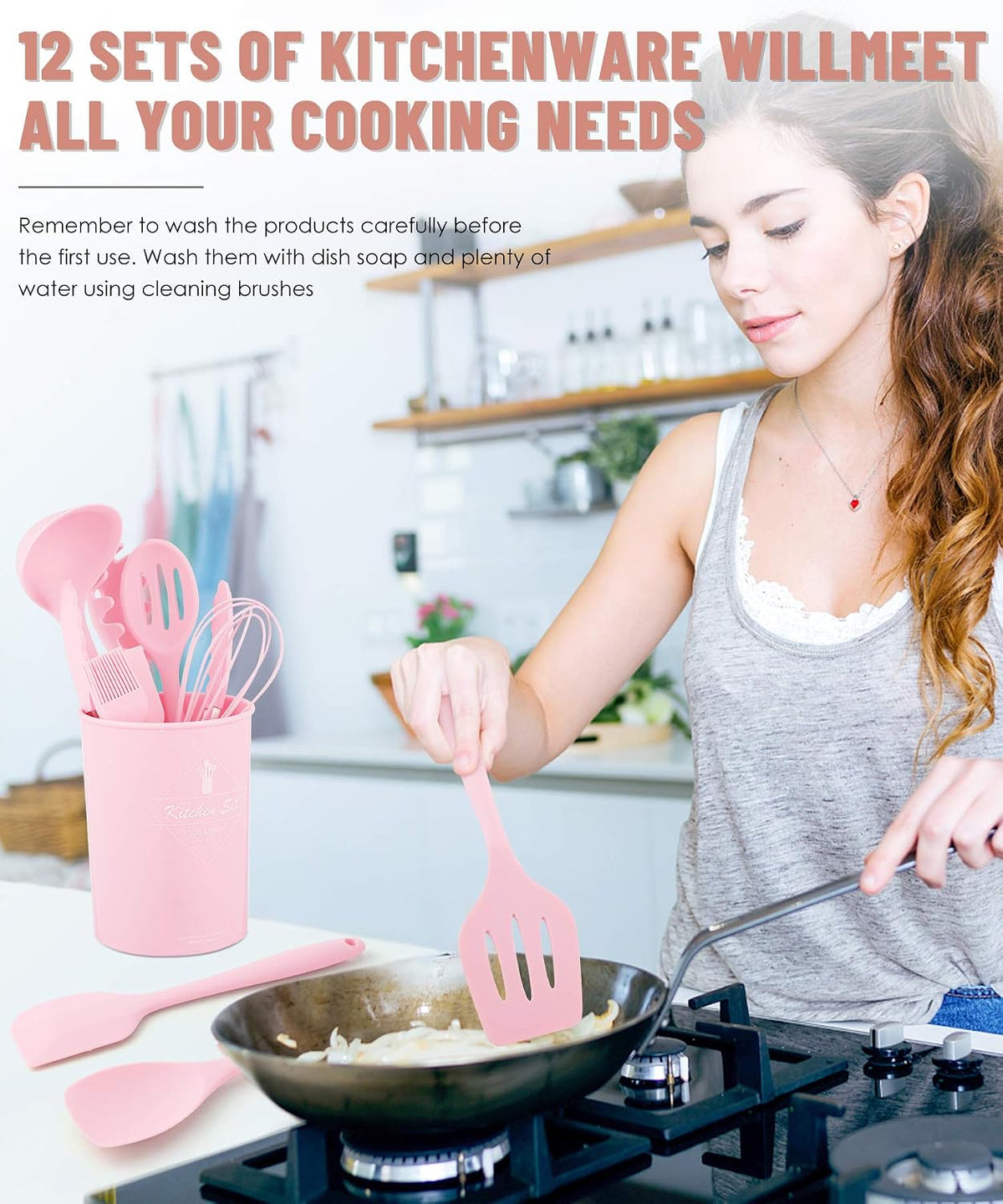 Blue Kitchen Utensils Set-12 Pieces Silicone Cooking Utensils Set