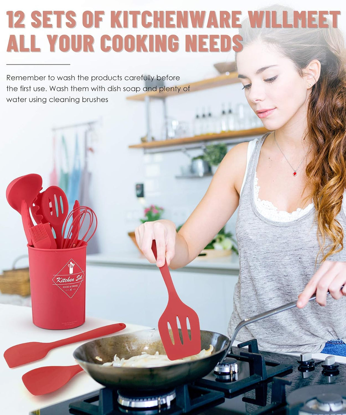 Blue Kitchen Utensils Set-12 Pieces Silicone Cooking Utensils Set