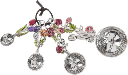 4-Piece Measuring Spoons Set - Colorful Flower Bouquet