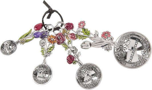 4-Piece Measuring Spoons Set - Colorful Flower Bouquet
