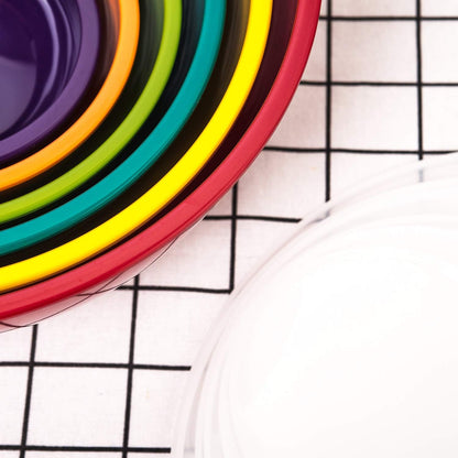 Melamine Mixing Bowls with Lids - 6 Piece Melamine Bowls and 6 Piece Plastic Lids, Multicolor
