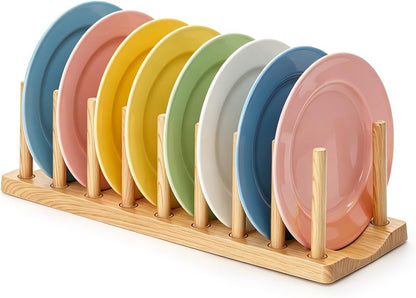 Pot Lid Organizer, Sturdy Plastic Pan Lid Organizer Rack, 8 Adjustable Compartments - For Cabinet and Countertop, Pot Lids, Pans, Plates, Bowls, Cups, Cutting Boards and Books