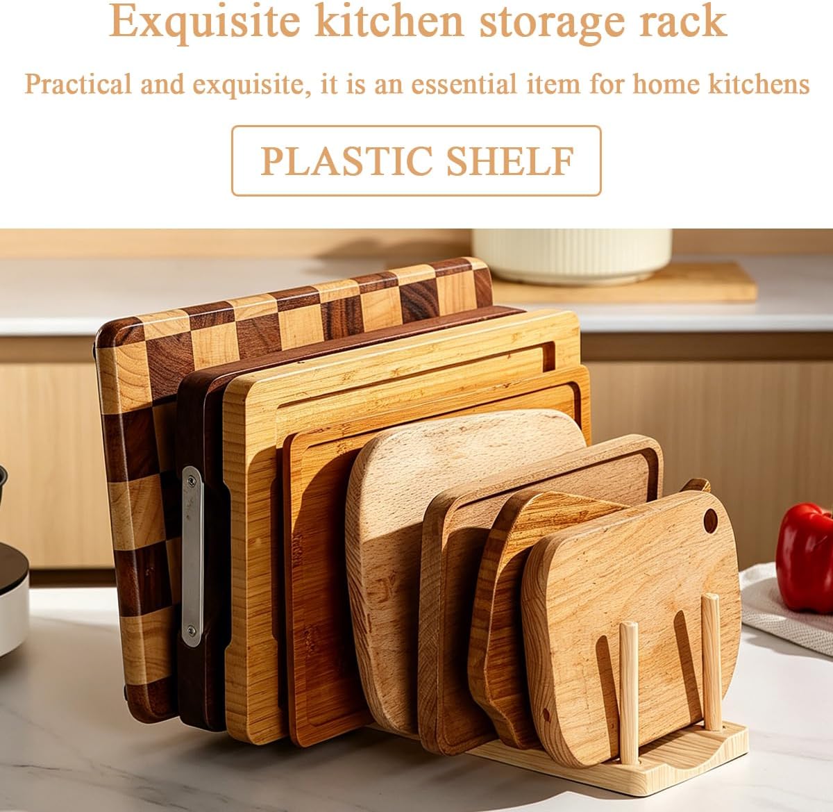 Pot Lid Organizer, Sturdy Plastic Pan Lid Organizer Rack, 8 Adjustable Compartments - For Cabinet and Countertop, Pot Lids, Pans, Plates, Bowls, Cups, Cutting Boards and Books