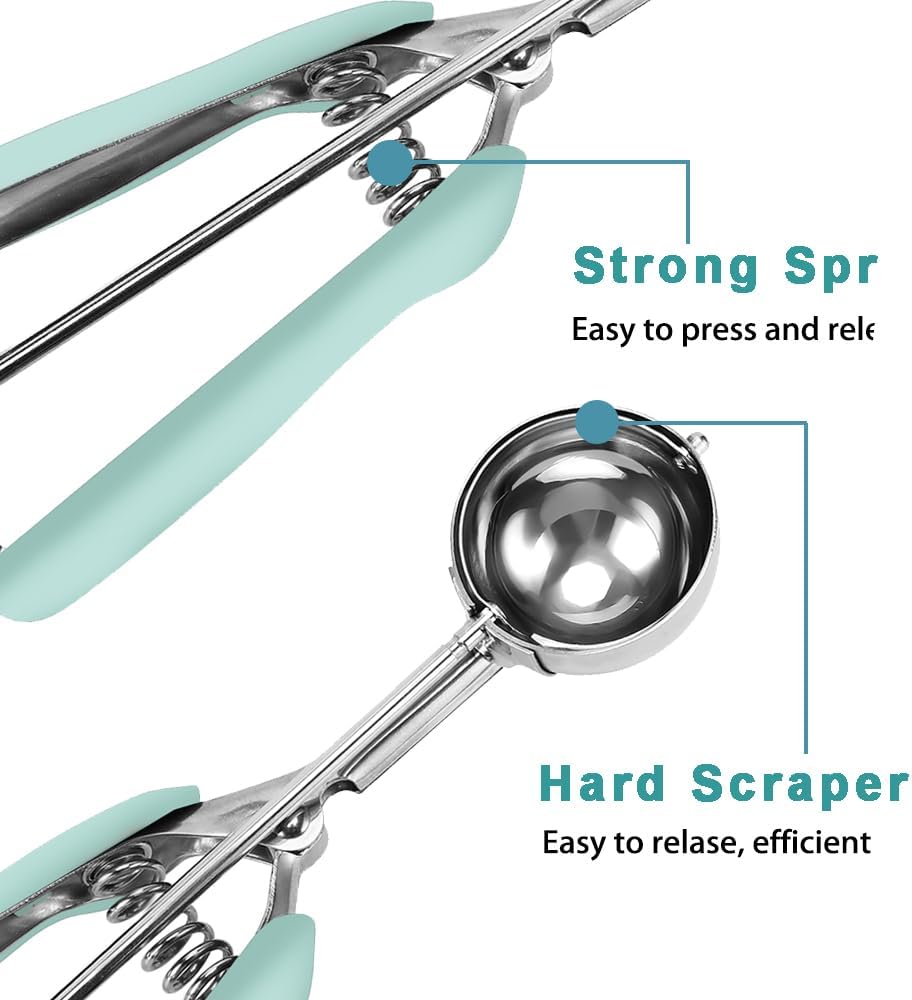 Mini Cookie Scoop, 1 Tsp Cookie Scoops for Baking, Melon Baller Scoop, 1 inch Cookie Scoop, Mini Ice Cream Scoop, Good Soft Grips, Smooth Trigger Release