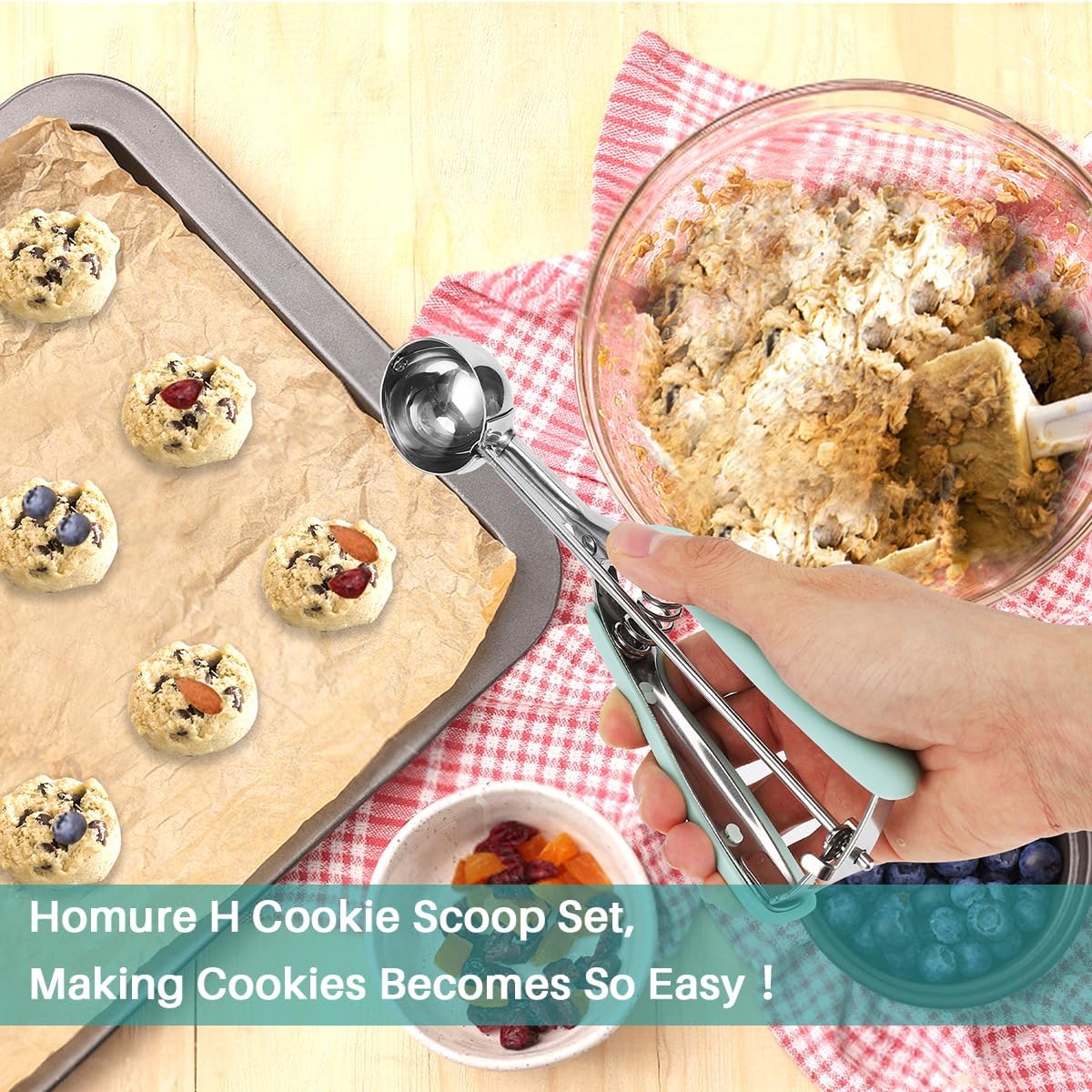 Mini Cookie Scoop, 1 Tsp Cookie Scoops for Baking, Melon Baller Scoop, 1 inch Cookie Scoop, Mini Ice Cream Scoop, Good Soft Grips, Smooth Trigger Release