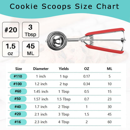 Mini Cookie Scoop, 1 Tsp Cookie Scoops for Baking, Melon Baller Scoop, 1 inch Cookie Scoop, Mini Ice Cream Scoop, Good Soft Grips, Smooth Trigger Release